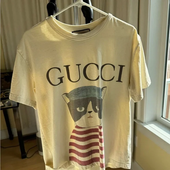 Gucci Cream Cat Print Tee Authentic - Picture 1 of 8